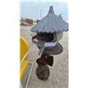 Image 7 : Vintage Yellow Metal Patio Chair and Rustic Metal Bird Feeder with Stand