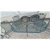Image 2 : Green Wrought Iron Patio Set 29”×38”×66” Oval Mesh Table and 6 Scrollwork Armchairs