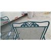 Image 5 : Green Wrought Iron Patio Set 29”×38”×66” Oval Mesh Table and 6 Scrollwork Armchairs