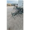 Image 7 : Green Wrought Iron Patio Set 29”×38”×66” Oval Mesh Table and 6 Scrollwork Armchairs