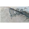 Image 8 : Green Wrought Iron Patio Set 29”×38”×66” Oval Mesh Table and 6 Scrollwork Armchairs