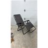 Image 1 : Zero-Gravity Folding Lounge Chair with Black Metal Frame and Brown Patterned Fabric Sling Seat