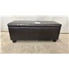 Image 1 : Dark Brown Faux Leather Storage Ottoman Bench with Lift-Up Lid and Block Feet, 16 × 40 × 16”