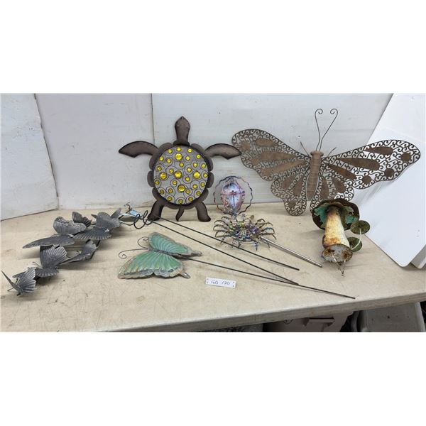 Metal Garden Decor, Butterfly Wall Art, Turtle, Mushroom, Wind Spinner