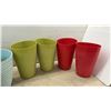 Image 2 : Assorted Plastic Planter Pots in Various Colors and Sizes with Green Ceramic Pot
