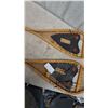 Image 4 : Pair of Vintage Wooden Snowshoes with Rawhide Lacing and Leather Bindings 14x42