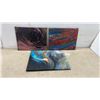 Image 1 : Three Original Acrylic Pour Abstract Paintings, Largest 20 × 16”