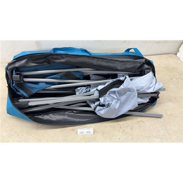 Portable Cot with Canopy and Blue Zippered Carry Bag