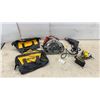 Image 1 : DeWalt 20V Cordless 1/2” Impact Driver with Battery, Skil Circular Saw, Drill and Two Bags