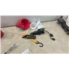 Image 4 : Trailer Hitch Ball Mount, Flexible Funnel, Oil Can, Grease Gun, Ratchet Strap