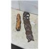 Image 1 : Hand-Carved Wooden Wood Spirit Bearded Face and Abstract Mask Decorative Carvings