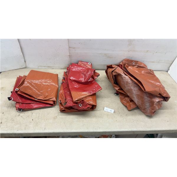 Three Plastic Tarps with Metal Grommets