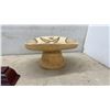 Image 2 : Stoneware Crock, Hand-Carved Wooden Pedestal Stand, Mahogany Display Plinth