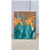 Image 2 : Three Original Contemporary Canvas Paintings, Floral, Bonfire and Abstract Mixed-Media, 16 × 20”