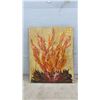 Image 3 : Three Original Contemporary Canvas Paintings, Floral, Bonfire and Abstract Mixed-Media, 16 × 20”