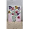 Image 4 : Three Original Canvas Paintings: Floral Vase, Egret in Flight, Abstract Color Strokes, 20 × 16”