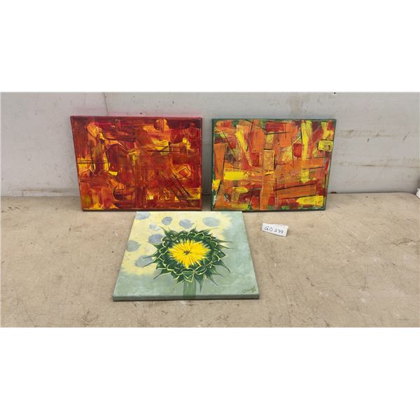 Three Original Acrylic Paintings on Canvas, 12 × 16”