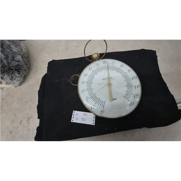 Oversized Pocket Watch Style Brass Wall Thermometer, Fahrenheit -20 to 130 Degrees, 12” Diameter