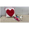 Image 1 : Crocheted Red Heart Throw Pillow and Three Betty Boop Plush Dolls