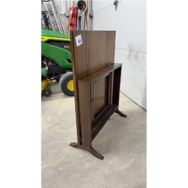 Antique 1960s Glass-Topped Folding Table with Wool Embroidery, 24 × 37 1/2 × 25 1/2”