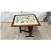Image 2 : Antique 1960s Glass-Topped Folding Table with Wool Embroidery, 24 × 37 1/2 × 25 1/2”