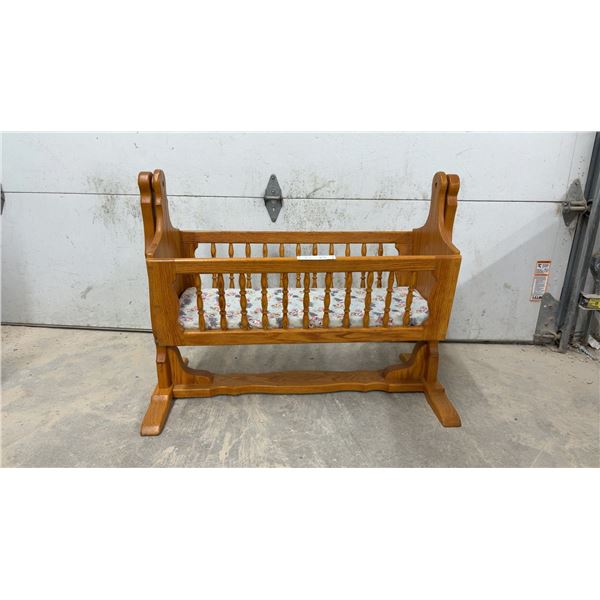 Oak Infant Cradle with Foam Mattress