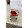 Image 5 : Vintage 1950s Garton Toy Company Red Metal Doll Carriage with Chrome Frame and Folding Canopy