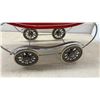 Image 7 : Vintage 1950s Garton Toy Company Red Metal Doll Carriage with Chrome Frame and Folding Canopy