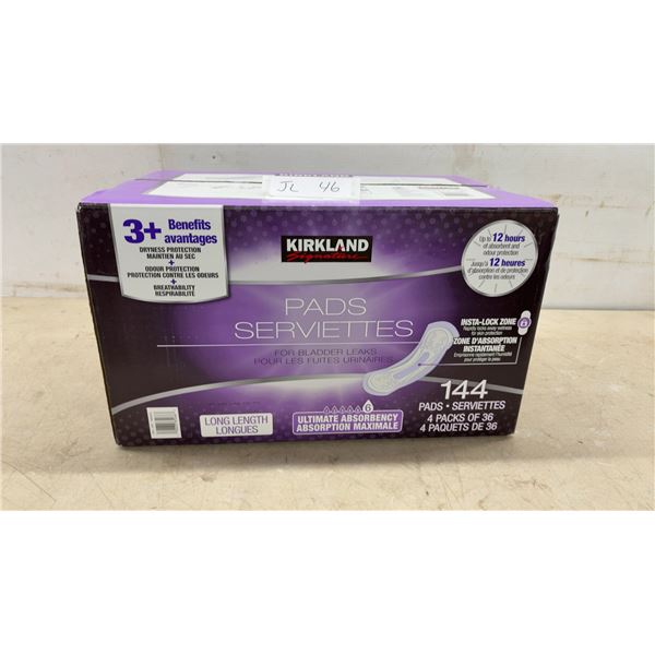 Kirkland Signature Long Length Ultimate Absorbency Bladder Leak Pads, 144-Count Box