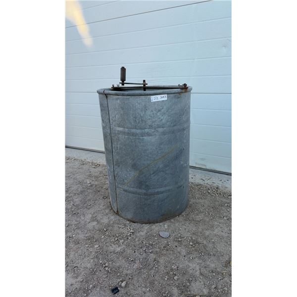 Vintage Manual Galvanized Steel Two-Frame Honey Extractor with Hand-Cranked Mechanism