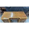 Image 10 : Vintage Art Deco Waterfall Kneehole Desk with Contrasting Veneers and Brass Hardware, 28 × 41 × 18”