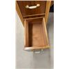 Image 5 : Vintage Art Deco Waterfall Kneehole Desk with Contrasting Veneers and Brass Hardware, 28 × 41 × 18”