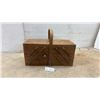 Image 1 : Vintage Wooden Cantilever Sewing Box with Carrying Handle and Tiered Expanding Trays