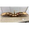 Image 5 : Vintage Wooden Cantilever Sewing Box with Carrying Handle and Tiered Expanding Trays