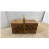 Image 6 : Vintage Wooden Cantilever Sewing Box with Carrying Handle and Tiered Expanding Trays