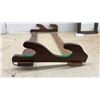 Image 3 : Vintage Wooden Two-Tier Gun Rack with Green Felt Lining and Ornate Framed Mirror, 22 × 10”