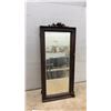 Image 4 : Vintage Wooden Two-Tier Gun Rack with Green Felt Lining and Ornate Framed Mirror, 22 × 10”
