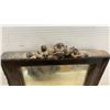 Image 6 : Vintage Wooden Two-Tier Gun Rack with Green Felt Lining and Ornate Framed Mirror, 22 × 10”