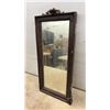 Image 7 : Vintage Wooden Two-Tier Gun Rack with Green Felt Lining and Ornate Framed Mirror, 22 × 10”