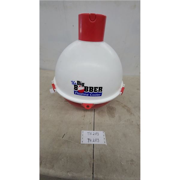 The Big Bobber Floating Cooler, Spherical Red and White Design with T-Handle