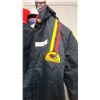 Image 2 : Vintage Ski-Cruiser One-Piece Snowmobile Suit, Size Small, Navy with Red and Yellow Stripes
