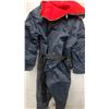 Image 7 : Vintage Ski-Cruiser One-Piece Snowmobile Suit, Size Small, Navy with Red and Yellow Stripes