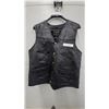 Image 1 : Black Genuine Leather Patched Vest, Size Large, Biker/Motorcycle Style
