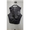 Image 5 : Black Genuine Leather Patched Vest, Size Large, Biker/Motorcycle Style