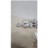 Image 5 : Set of Four Royal Worcester Porcelain Egg Coddlers with Chrome Lids, Floral and Fruit Patterns