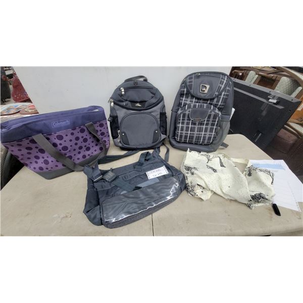 High Sierra A.T.GO Plaid Backpack, Coleman Purple Insulated Tote, Duffel Bag