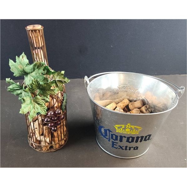 Corona Extra Metal Ice Bucket, Wine Bottle Cork Holder