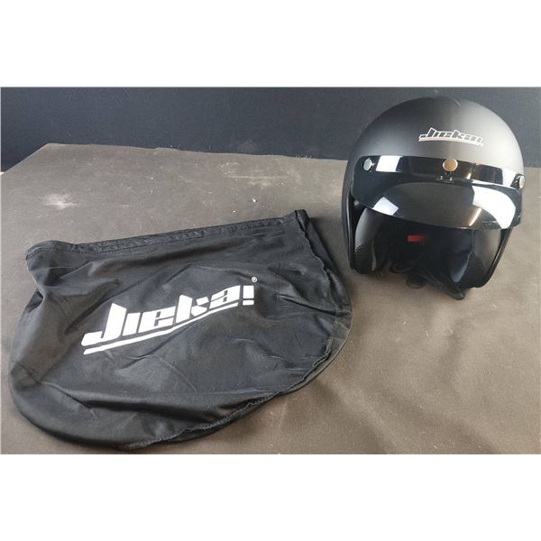 Jiekai Open Face Motorcycle Helmet Matte Black With Visor