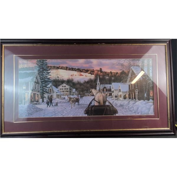 William Breedon "Sleigh Bells Too" Framed Print Winter Village Scene
