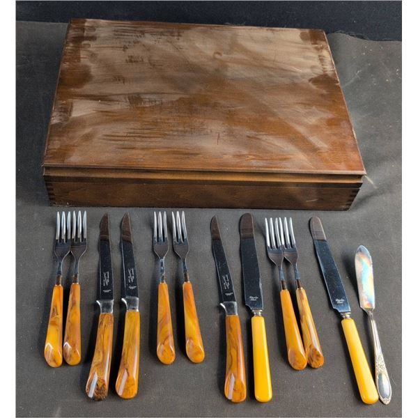 Stramaster De Luxe Stainless Tableware Set In Walnut Chest